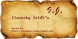 Ilovszky Jolán névjegykártya