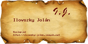 Ilovszky Jolán névjegykártya